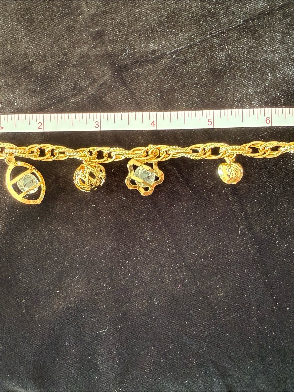 Hand Crafted Gold Charm Bracelet with Crystal Accents - Picture 2 of 7